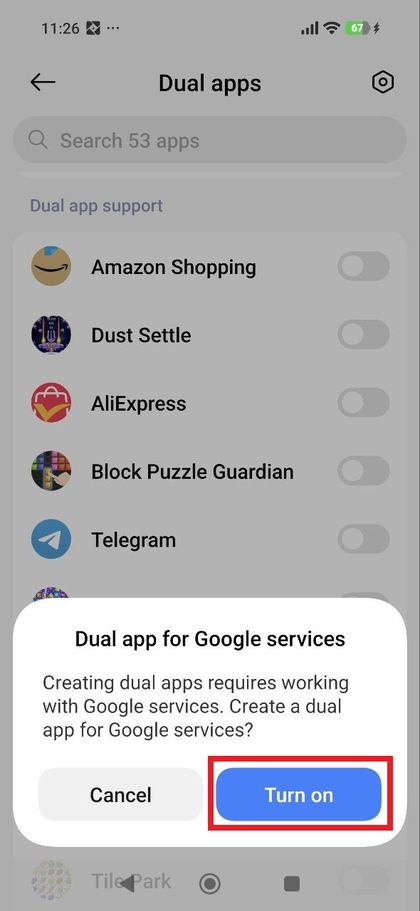 Finalisation de la configuration de clonage d'applications